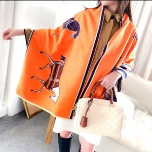 💥NEW! Cashmere Orange Horse Scarf